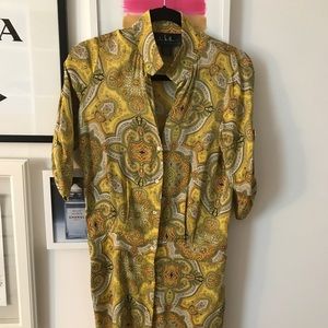 Nicole Miller Yellow Printed Silk Dress